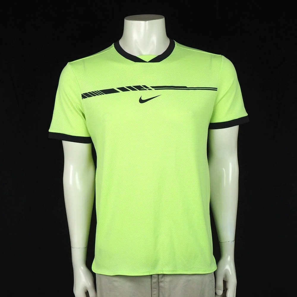 Nike Rafa Rafael Nadal 2017 Roland Garros Tennis Shirt Mens Medium Neon Green